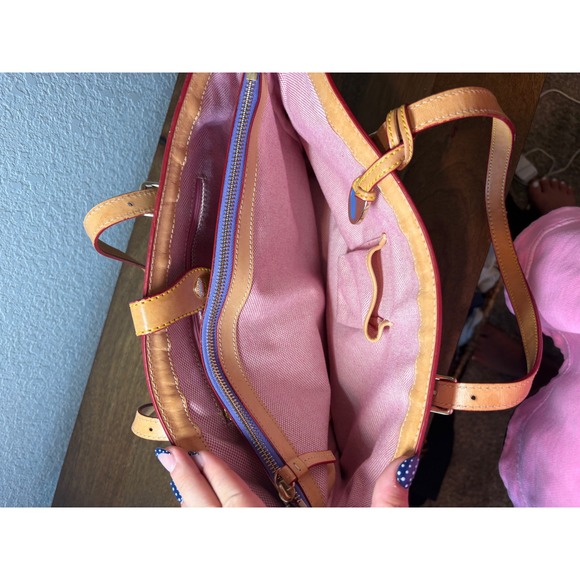 Dooney & Bourke DB Monogram Tote Bag Purse Lavender and White Leather Trim Y2K - Picture 7 of 8
